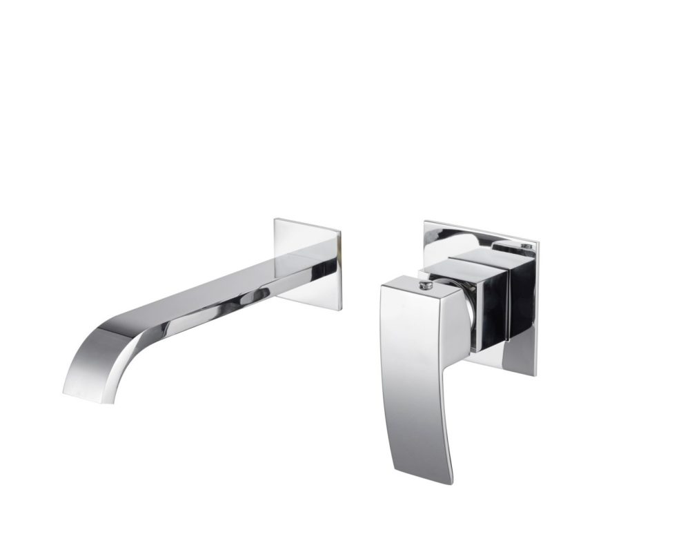 Zilver Wave Two Hole Wall Basin Mixer 02911