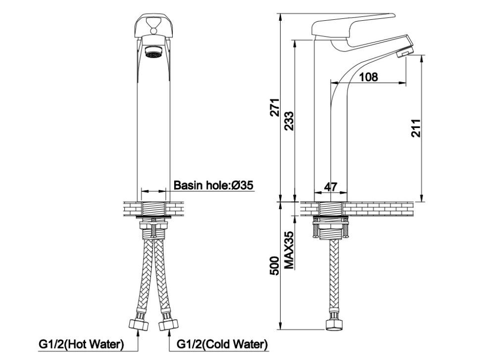 Zilver Ecoloop Single Lever Long Basin Mixer 1/2" ED119L