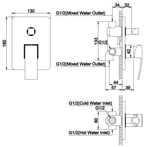 Zilver Wave Concealed Bath Mixer BE705