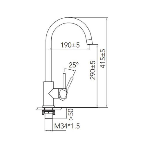 Zilver Stainless Steel Sink Mounted Kitchen Mixer CL400W