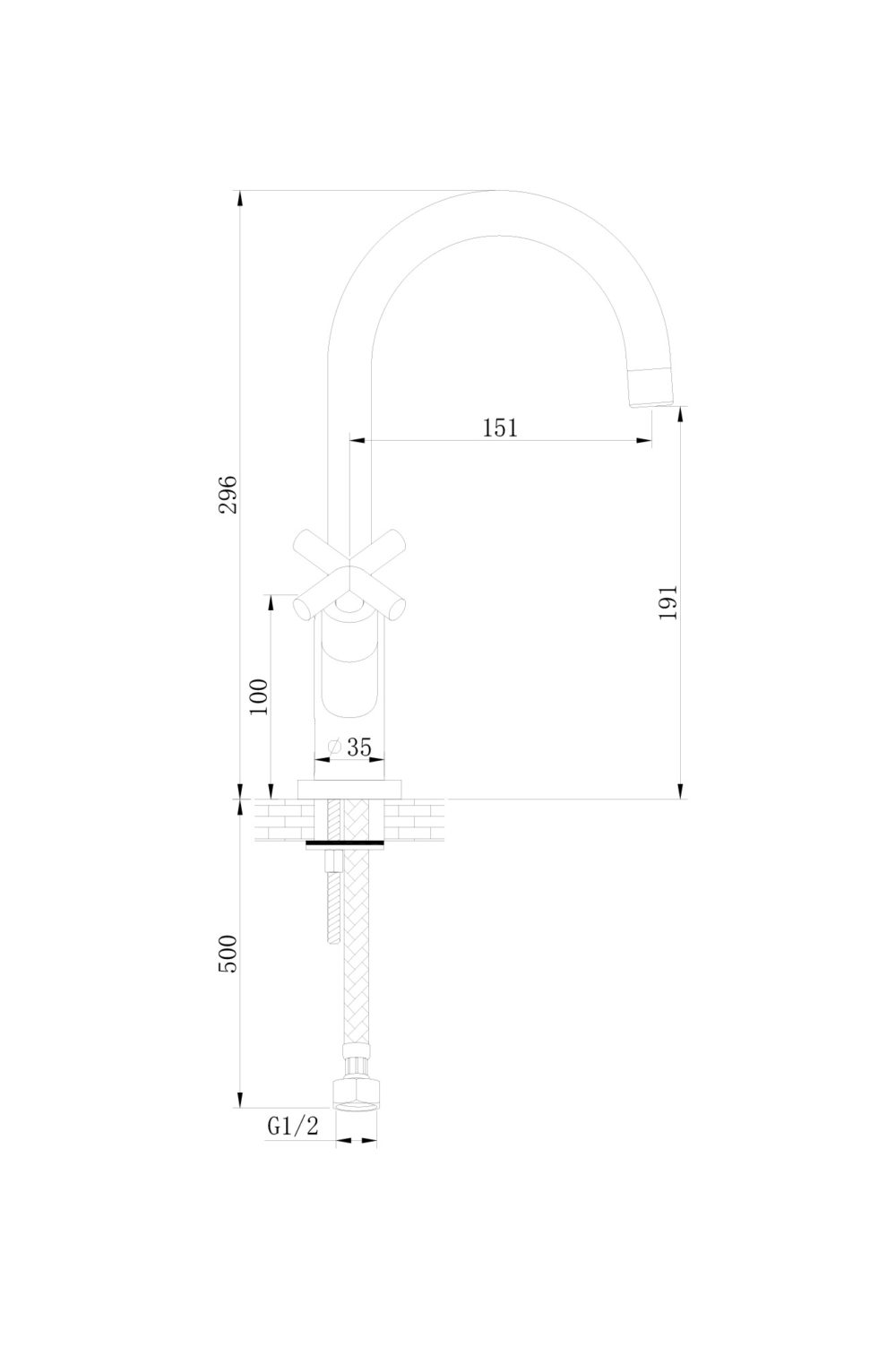 Zilver Bright Basin Mixer 1/2" EDX1011