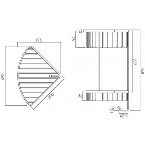 Zilver Double Corner Basket Brass ZCB012