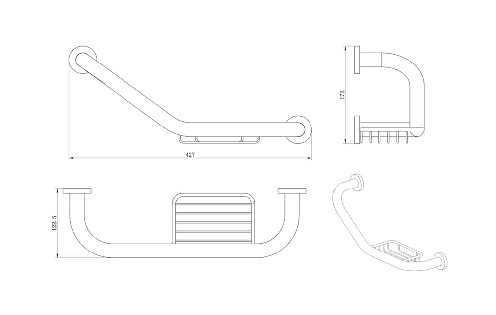 Zilver Grab Bar With Soap Basket H004