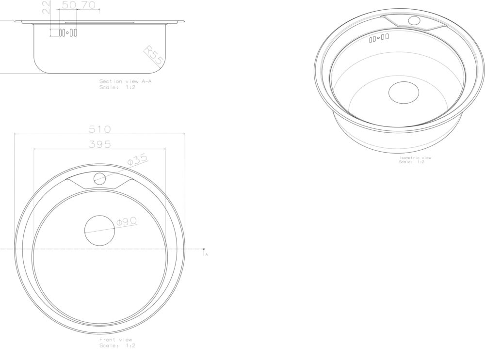 Zilver Round Bowl Kitchen Sink MADRID1400